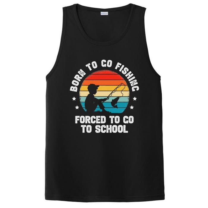 Born To Go Fishing Forced School Funny Fiching PosiCharge Competitor Tank