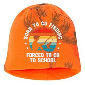 Born To Go Fishing Forced School Funny Fiching Kati - Camo Knit Beanie