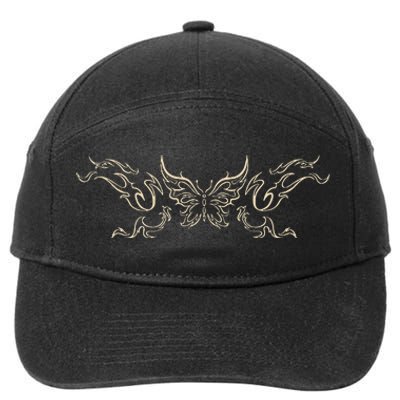 Butterfly Tattoo Grunge Fairycore Aesthetic Goth 7-Panel Snapback Hat