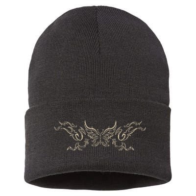 Butterfly Tattoo Grunge Fairycore Aesthetic Goth Sustainable Knit Beanie