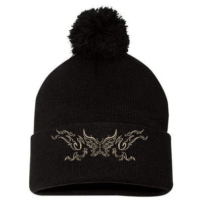 Butterfly Tattoo Grunge Fairycore Aesthetic Goth Pom Pom 12in Knit Beanie