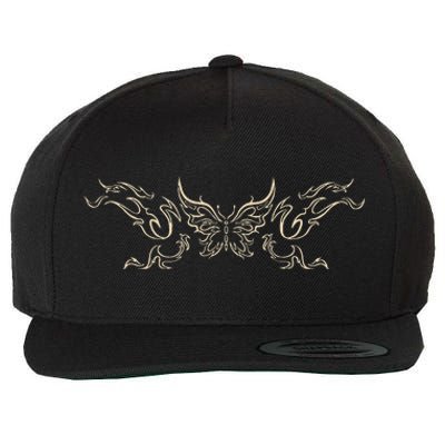 Butterfly Tattoo Grunge Fairycore Aesthetic Goth Wool Snapback Cap