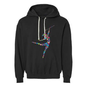 Baton Twirling Girl Silhouette Dancing Twirler Majorette Garment-Dyed Fleece Hoodie