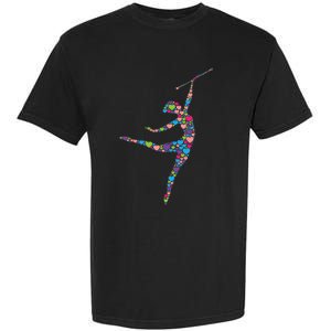 Baton Twirling Girl Silhouette Dancing Twirler Majorette Garment-Dyed Heavyweight T-Shirt