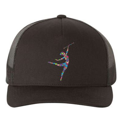 Baton Twirling Girl Silhouette Dancing Twirler Majorette Yupoong Adult 5-Panel Trucker Hat