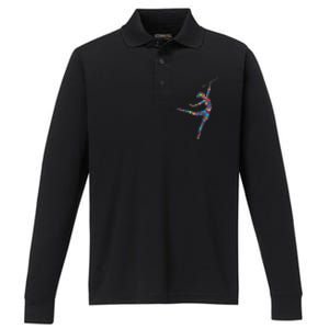 Baton Twirling Girl Silhouette Dancing Twirler Majorette Performance Long Sleeve Polo