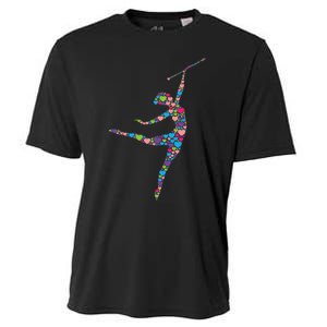 Baton Twirling Girl Silhouette Dancing Twirler Majorette Cooling Performance Crew T-Shirt