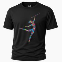 Baton Twirling Girl Silhouette Dancing Twirler Majorette Cooling Performance Crew T-Shirt