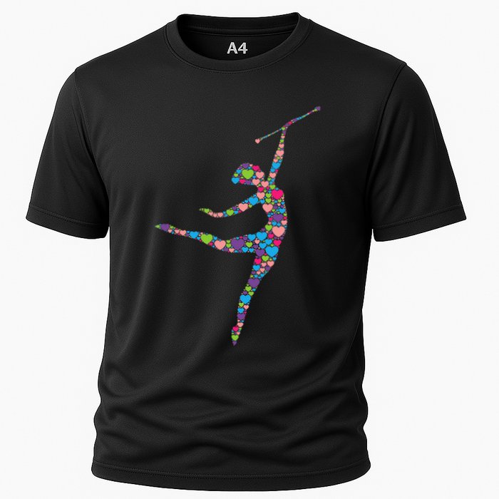 Baton Twirling Girl Silhouette Dancing Twirler Majorette Cooling Performance Crew T-Shirt