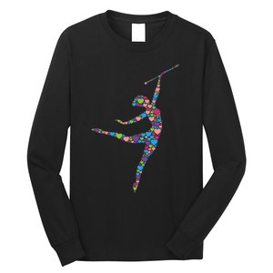 Baton Twirling Girl Silhouette Dancing Twirler Majorette Long Sleeve Shirt