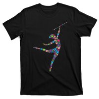 Baton Twirling Girl Silhouette Dancing Twirler Majorette T-Shirt