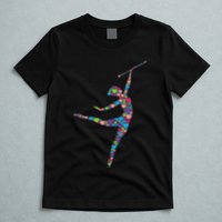 Baton Twirling Girl Silhouette Dancing Twirler Majorette T-Shirt