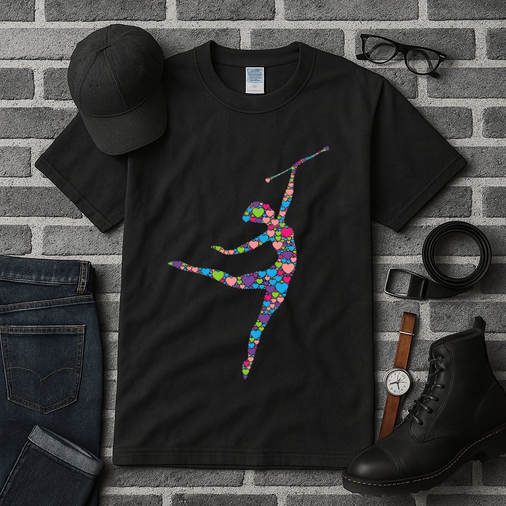 Baton Twirling Girl Silhouette Dancing Twirler Majorette Tall T-Shirt