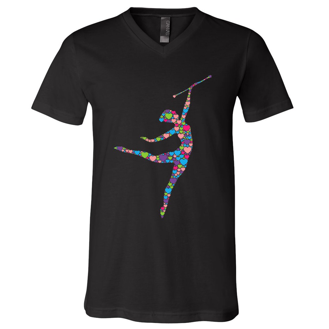Baton Twirling Girl Silhouette Dancing Twirler Majorette V-Neck T-Shirt