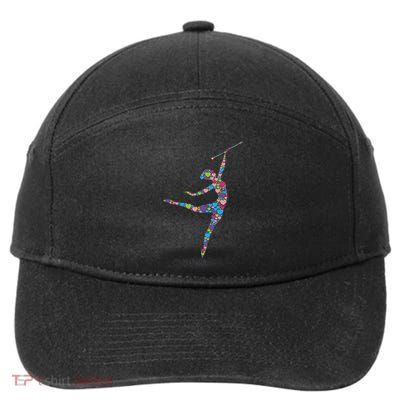 Baton Twirling Girl Silhouette Dancing Twirler Majorette 7-Panel Snapback Hat