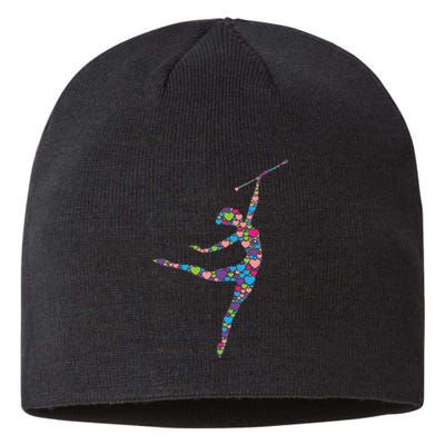 Baton Twirling Girl Silhouette Dancing Twirler Majorette Sustainable Beanie