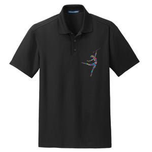 Baton Twirling Girl Silhouette Dancing Twirler Majorette Dry Zone Grid Polo