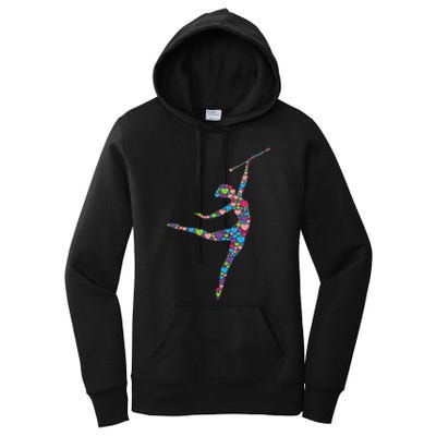 Baton Twirling Girl Silhouette Dancing Twirler Majorette Women's Pullover Hoodie