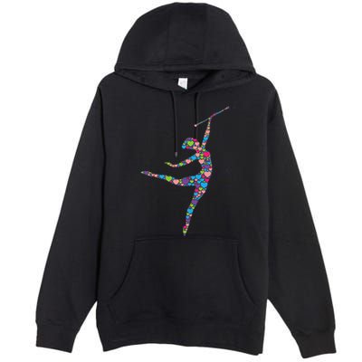 Baton Twirling Girl Silhouette Dancing Twirler Majorette Premium Pullover Hoodie