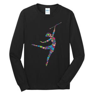 Baton Twirling Girl Silhouette Dancing Twirler Majorette Tall Long Sleeve T-Shirt