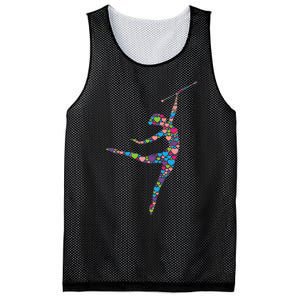 Baton Twirling Girl Silhouette Dancing Twirler Majorette Mesh Reversible Basketball Jersey Tank