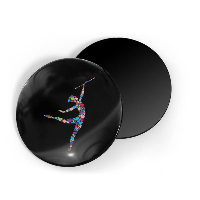 Baton Twirling Girl Silhouette Dancing Twirler Majorette Magnet