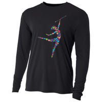 Baton Twirling Girl Silhouette Dancing Twirler Majorette Cooling Performance Long Sleeve Crew