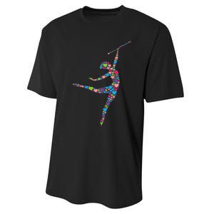 Baton Twirling Girl Silhouette Dancing Twirler Majorette Performance Sprint T-Shirt