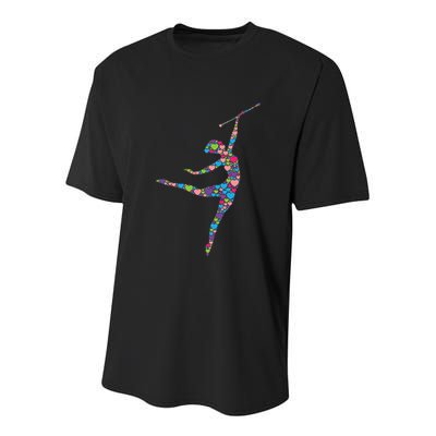 Baton Twirling Girl Silhouette Dancing Twirler Majorette Youth Performance Sprint T-Shirt