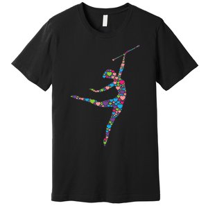 Baton Twirling Girl Silhouette Dancing Twirler Majorette Premium T-Shirt