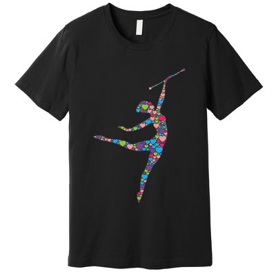 Baton Twirling Girl Silhouette Dancing Twirler Majorette Premium T-Shirt