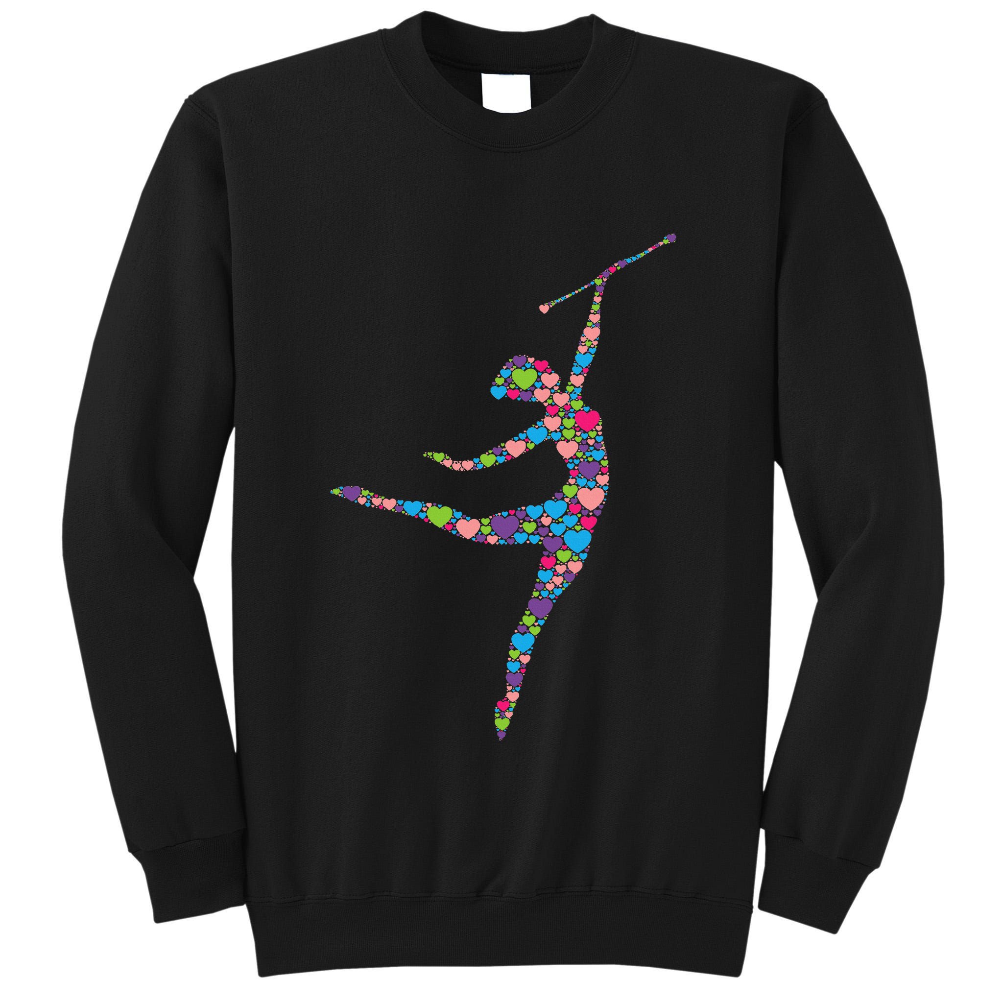 Baton Twirling Girl Silhouette Dancing Twirler Majorette Tall Sweatshirt