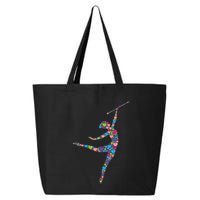 Baton Twirling Girl Silhouette Dancing Twirler Majorette 25L Jumbo Tote