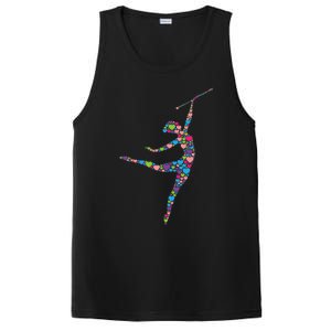 Baton Twirling Girl Silhouette Dancing Twirler Majorette PosiCharge Competitor Tank