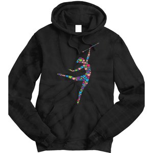 Baton Twirling Girl Silhouette Dancing Twirler Majorette Tie Dye Hoodie