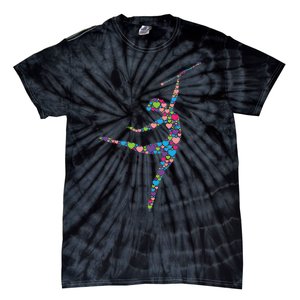 Baton Twirling Girl Silhouette Dancing Twirler Majorette Tie-Dye T-Shirt