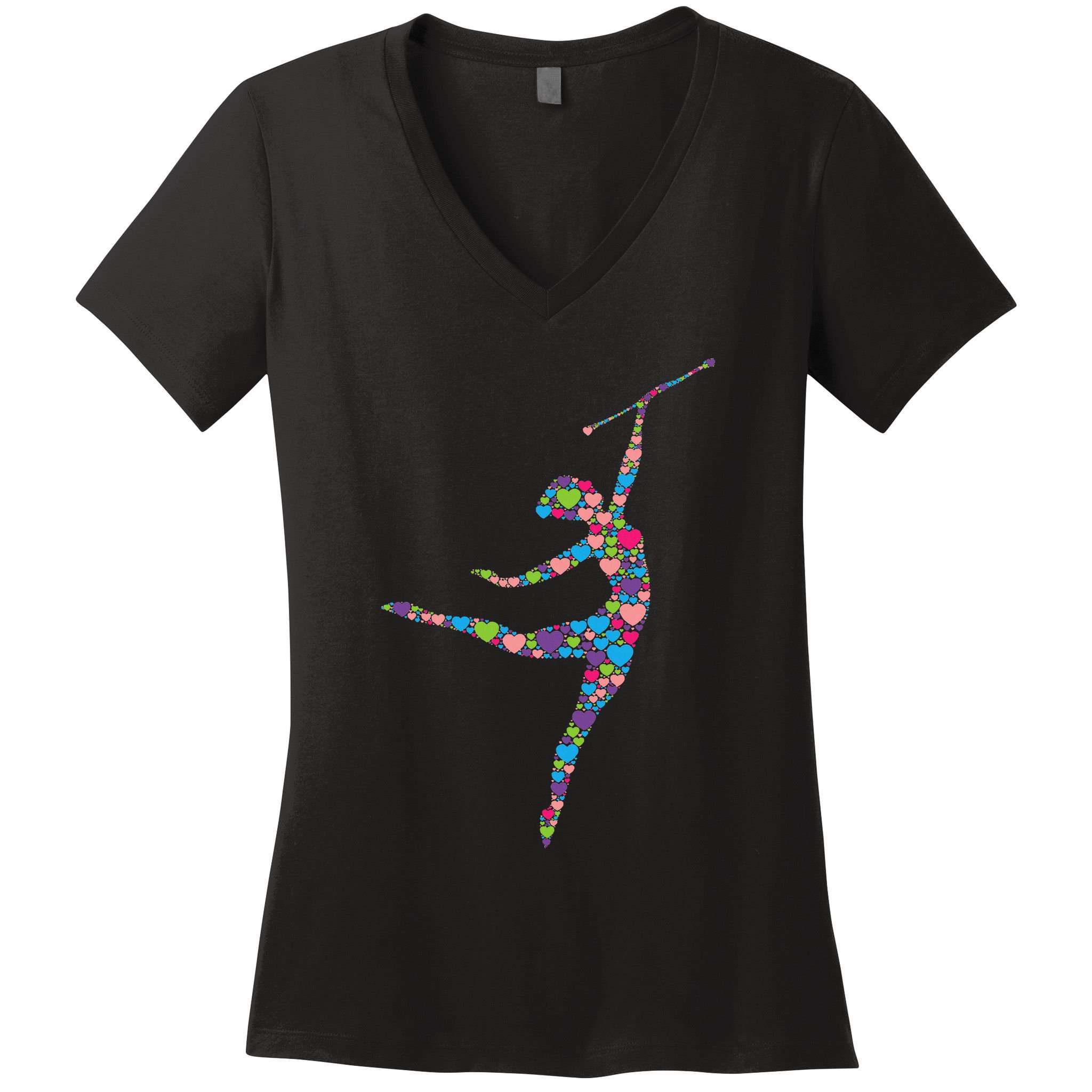 Baton Twirling Girl Silhouette Dancing Twirler Majorette Women's V-Neck T-Shirt