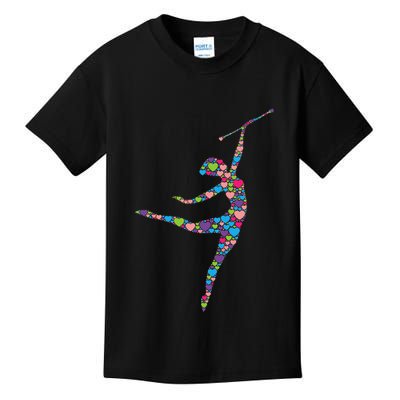 Baton Twirling Girl Silhouette Dancing Twirler Majorette Kids T-Shirt