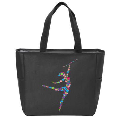 Baton Twirling Girl Silhouette Dancing Twirler Majorette Zip Tote Bag