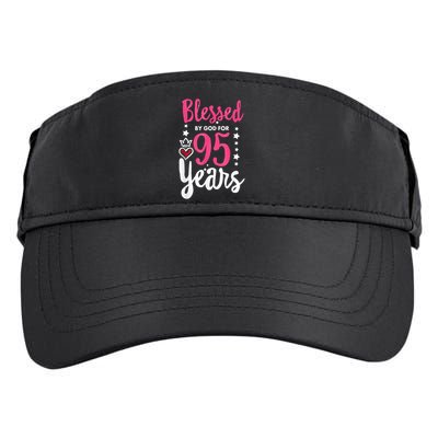 Blessed Tee God For 95 Years Old 95th Birthday Party Adult Drive Performance Visor