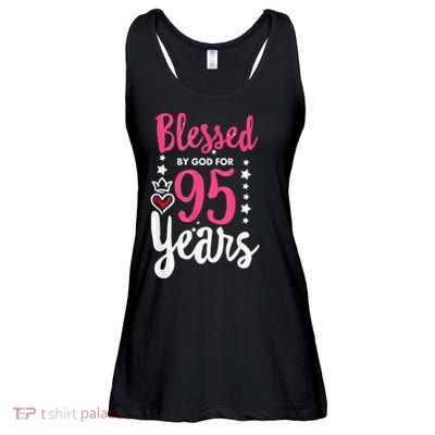 Blessed Tee God For 95 Years Old 95th Birthday Party Ladies Essential Flowy Tank