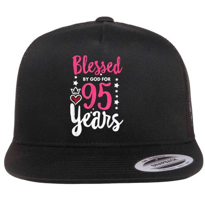 Blessed Tee God For 95 Years Old 95th Birthday Party Flatbill Hat