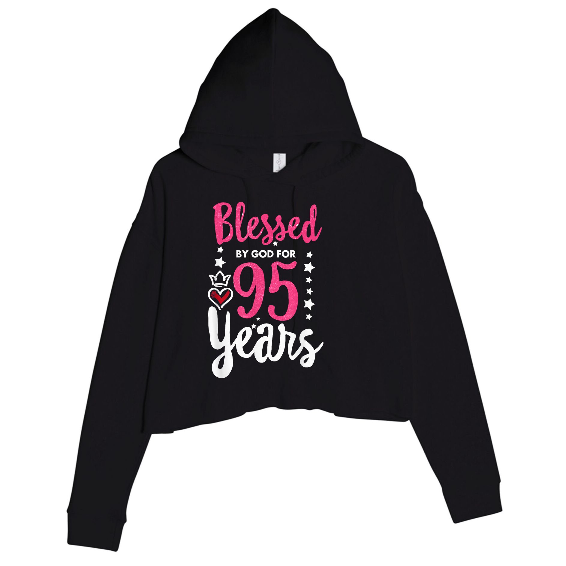 Blessed Tee God For 95 Years Old 95th Birthday Party Crop Fleece Hoodie