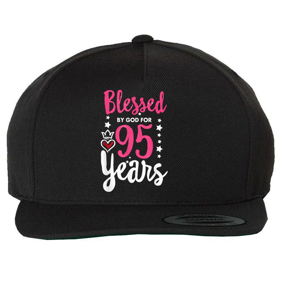 Blessed Tee God For 95 Years Old 95th Birthday Party Wool Snapback Cap