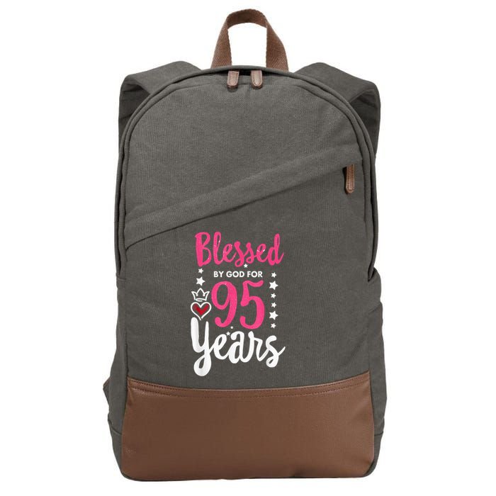 Blessed Tee God For 95 Years Old 95th Birthday Party Cotton Canvas Backpack