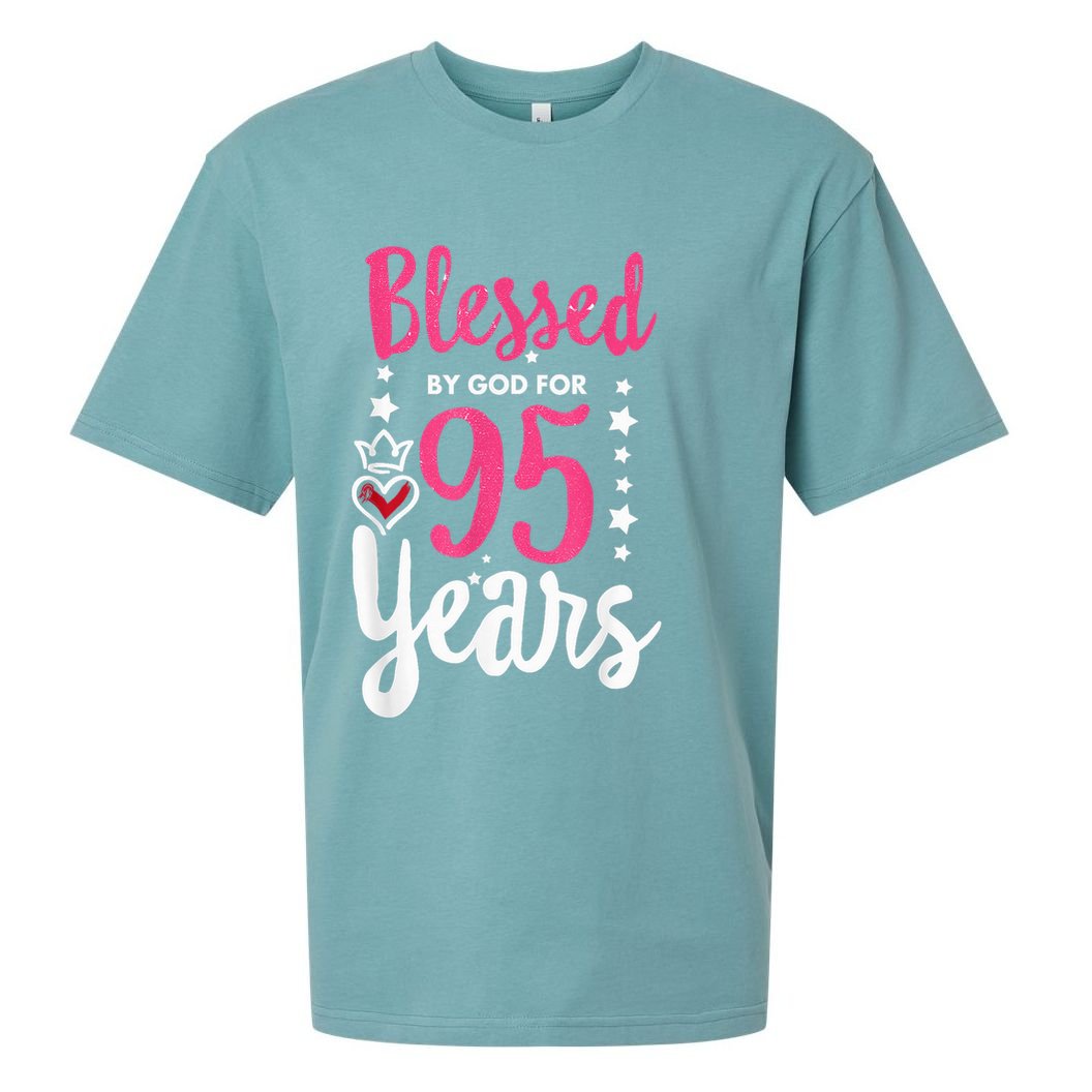 Blessed Tee God For 95 Years Old 95th Birthday Party Sueded Cloud Jersey T-Shirt