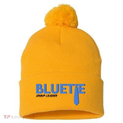 Blue Tie Group Leader Pom Pom 12in Knit Beanie