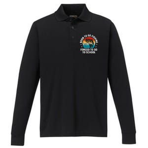 Born To Go Fishing Forced School Funny Fiching Performance Long Sleeve Polo