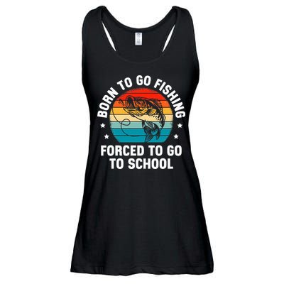 Born To Go Fishing Forced School Funny Fiching Ladies Essential Flowy Tank