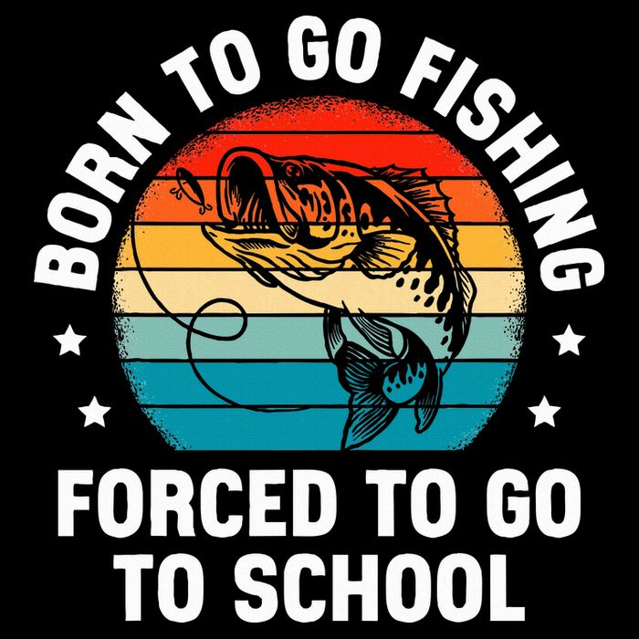 Born To Go Fishing Forced School Funny Fiching Flat Bill Trucker Hat